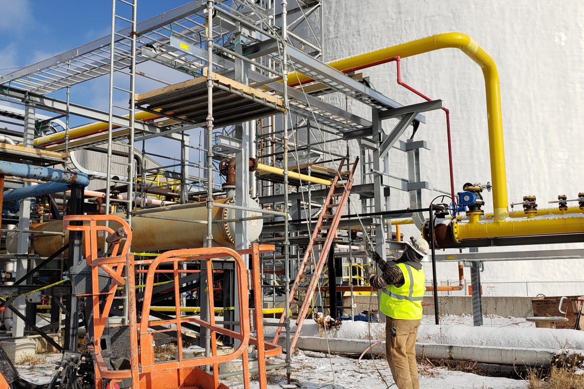 ZAP Engineering field crew at an anhydrous ammonia terminal refrigeration expansion — Illinois
