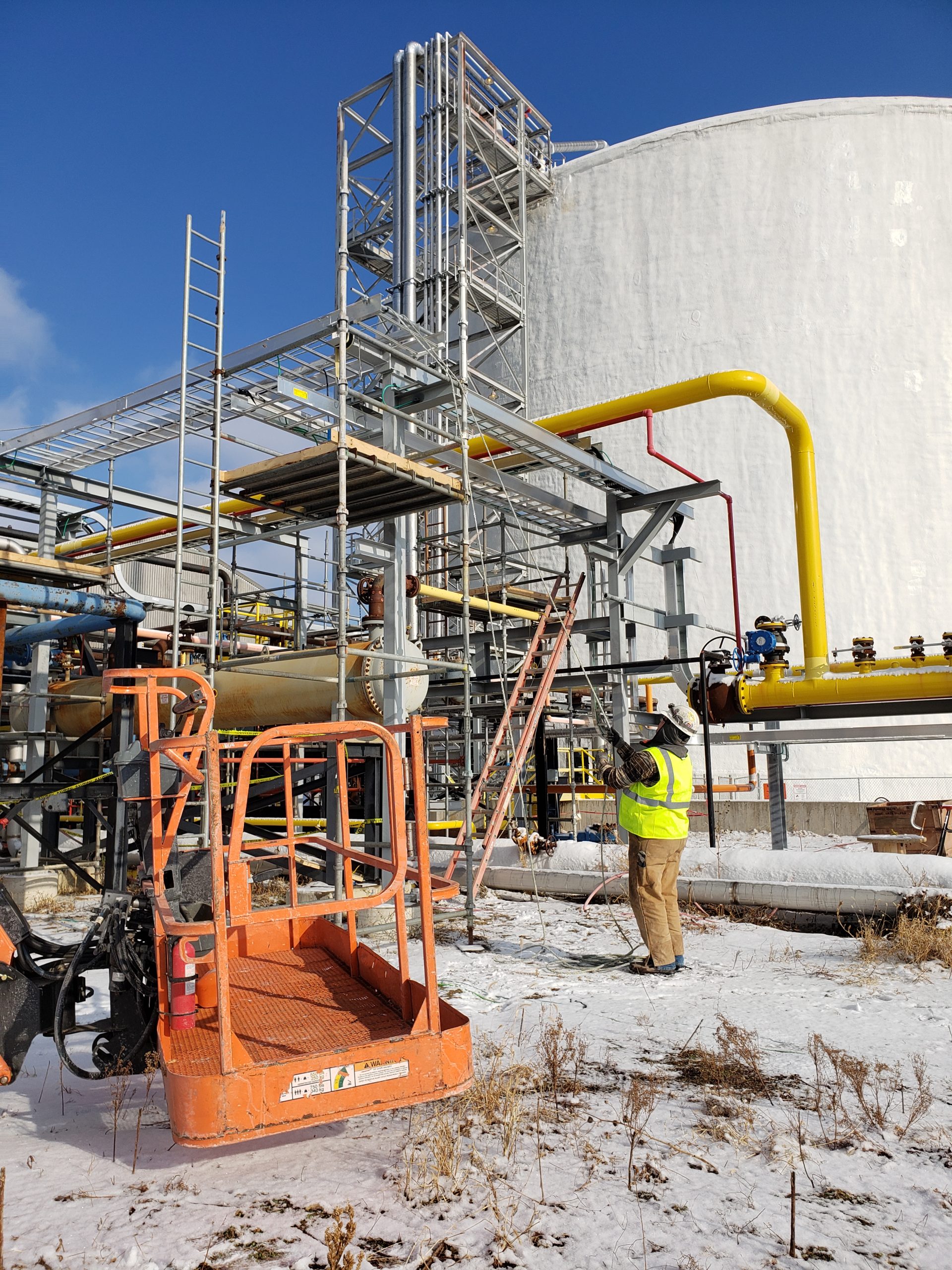 ZAP Engineering field crew at an anhydrous ammonia terminal refrigeration expansion — Illinois